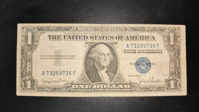 Silver Certificate 1935 Series $1 Blue seal. Misaligned
