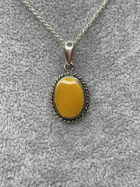 BALTIC AMBER Jewellery.Yellow Amber.Egg Yolk Amber PENDANT with Sterling Silver