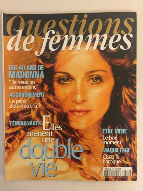 Revista francesa vintage Madonna Questions de Femmes noviembre 1998 original