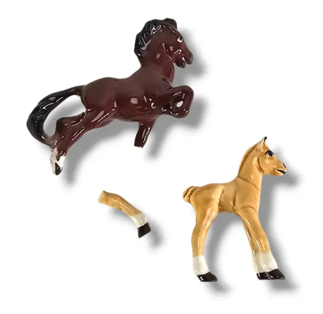 Vintage Hagen Renaker Horses Collectible Ceramic Figurine 1950's Broken