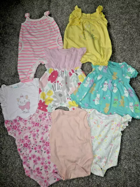 Pacchetto Estivo Di 8 X Bambine 0-3M Articoli 3 Tupette 4 Bei Gilet 1 Abito