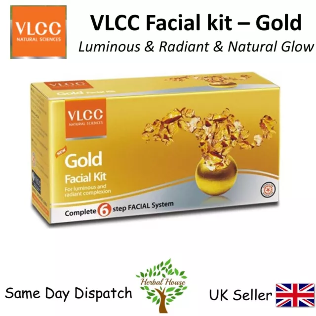 VLCC GOLD Gesichts-Kit - 6 Schritte - hell & strahlend & natürliches Leuchten - 60 Gramm