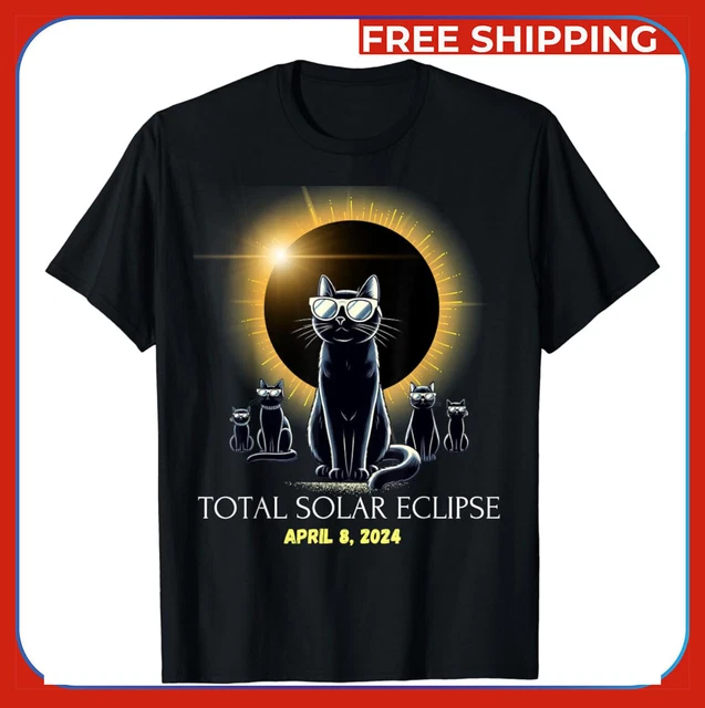 TOTAL SOLAR ECLIPSE 2024 Cat in Astronomy Glasses Family TShirt 18.99
