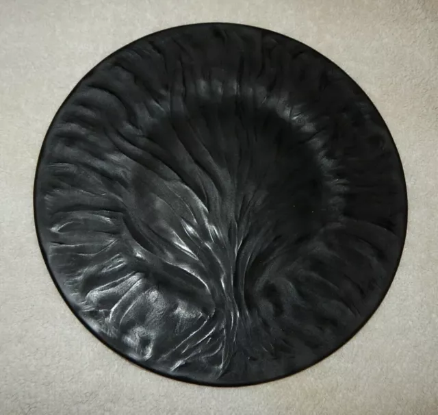 Lalique Vintage Crystal Black Tree Of Life Algues Dinner Plate-Signed