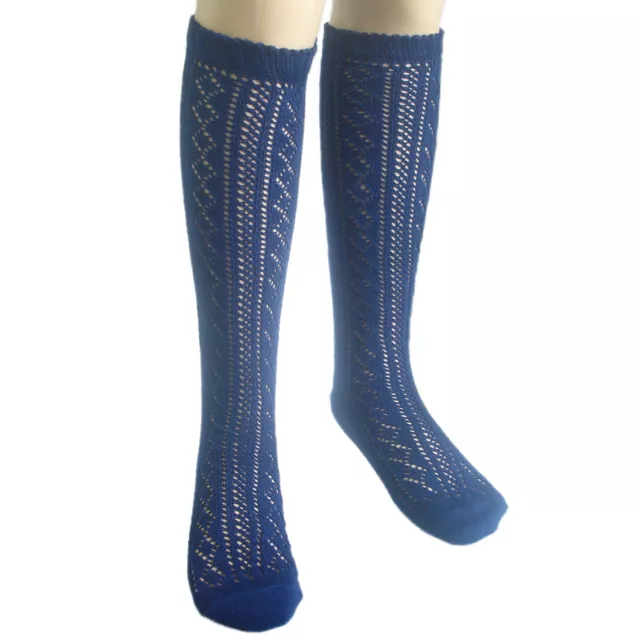 3 Pairs School Girls Knee High Cotton Socks Black White Grey Navy Blue