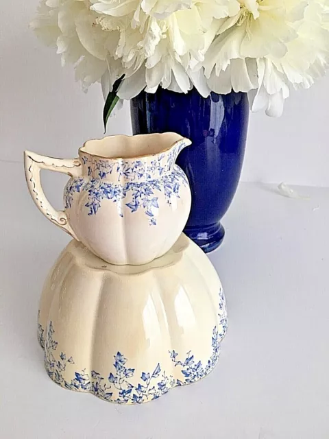 Antique Foley Wileman Pre-Shelley Milk Cream Jug & Slop Bowl, Trailing Ivy, RARE 2