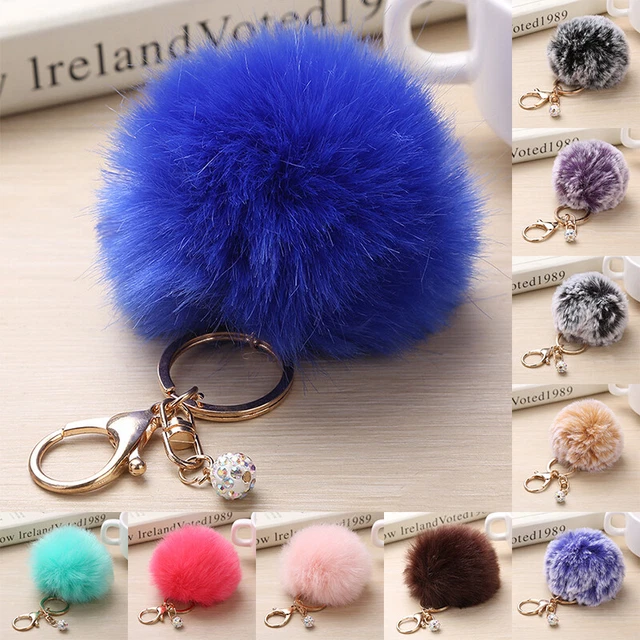 Faux Fur Pom Pom Ball Key Chain Fluffy Dangle Keyring Charm Bag Pendant Gift New