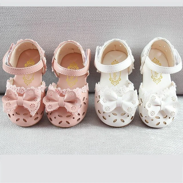 Bambini Sandali Estivi Bambini Moda Bambino Pelle Dolce Traforato Fiocco Scarpe