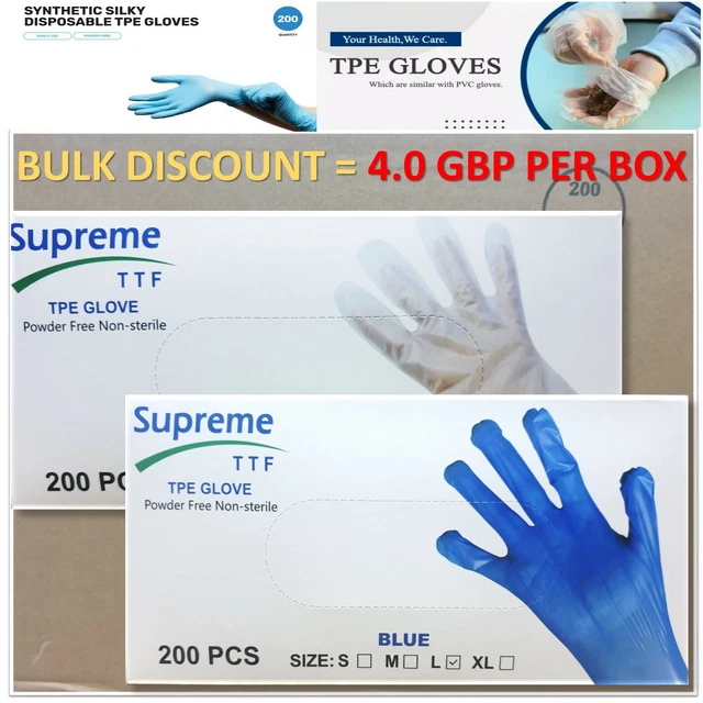 FOOD SAFETY DISPOSABLE Tpe Gloves Non Sterile Thick Latex / Vinyl