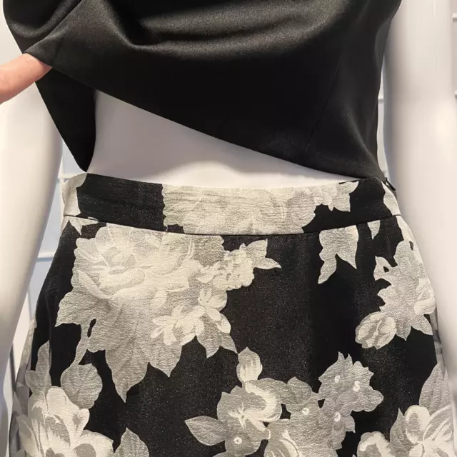 Zac Posen Two Piece Formal Dress, Size 10, Black & White Floral 2