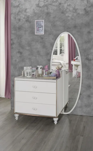 Cómoda con espejo muebles cómoda moderna madera habitación juvenil blanco nuevo