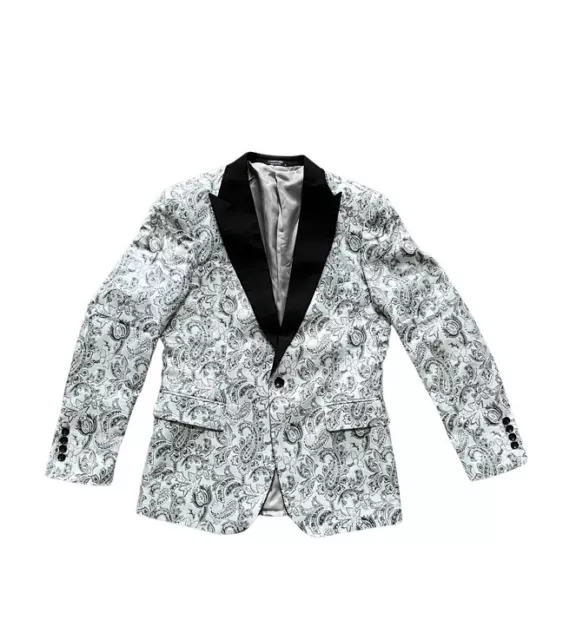 COOFANDY Mens Floral Tuxedo Jacket Paisley Shawl Lapel Suit Blazer Size SMALL