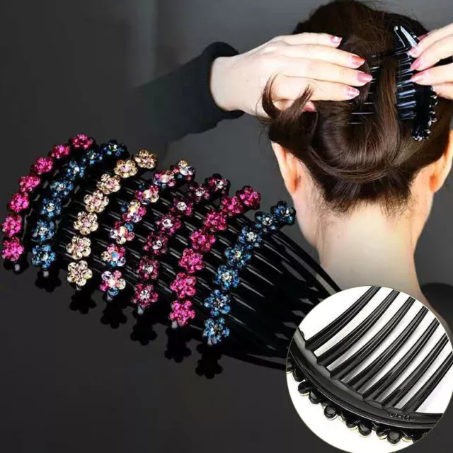 Women Crystal Hair Comb Pins Clip Slide Flower Hair Accessories Hair Accessories