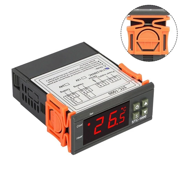 Contrôleur 12V/24V/110V- 220V 8.5 7.5 3.45cm ABS Numérique ±1Grad Celsius