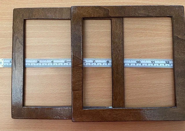 Paar (2) braune Holz quadratische geformte Taschengriffe zum Stricken oder Nähen