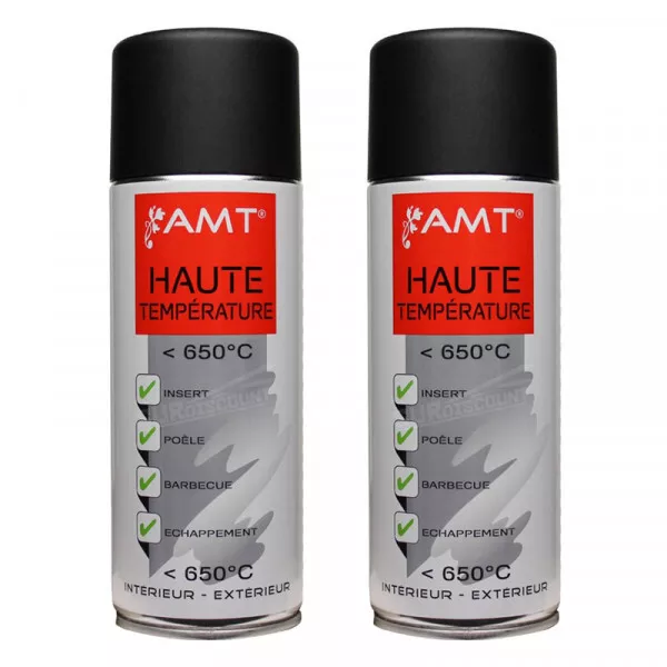 Lot de 2 bombes de peinture haute température - noir - AMT