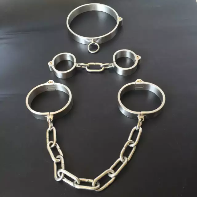 Métal Menottes Collier Poignet Cheville Avec Chaîne Pour Esclave Soumission BDSM