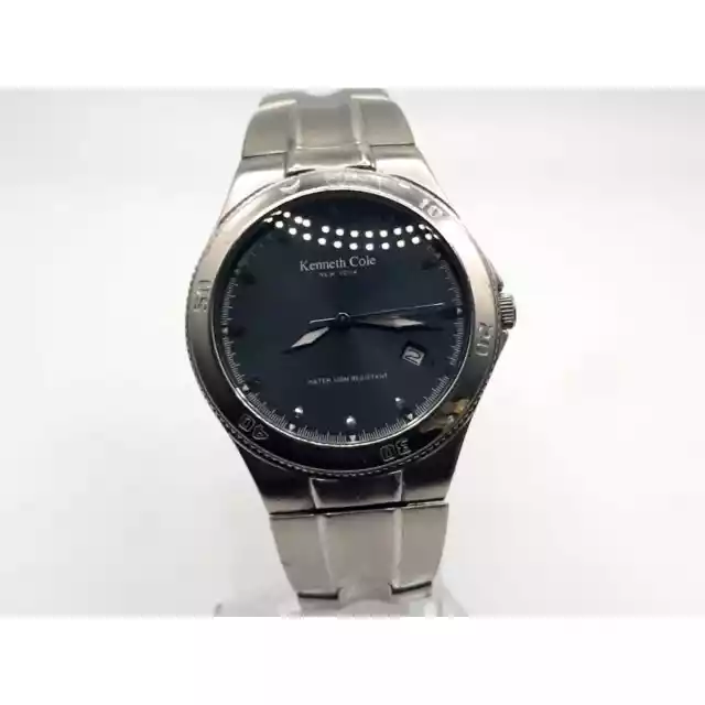 Kenneth Cole New York Mens Watch 38mm New Battery Black Date Dial Rotating Bezel 2