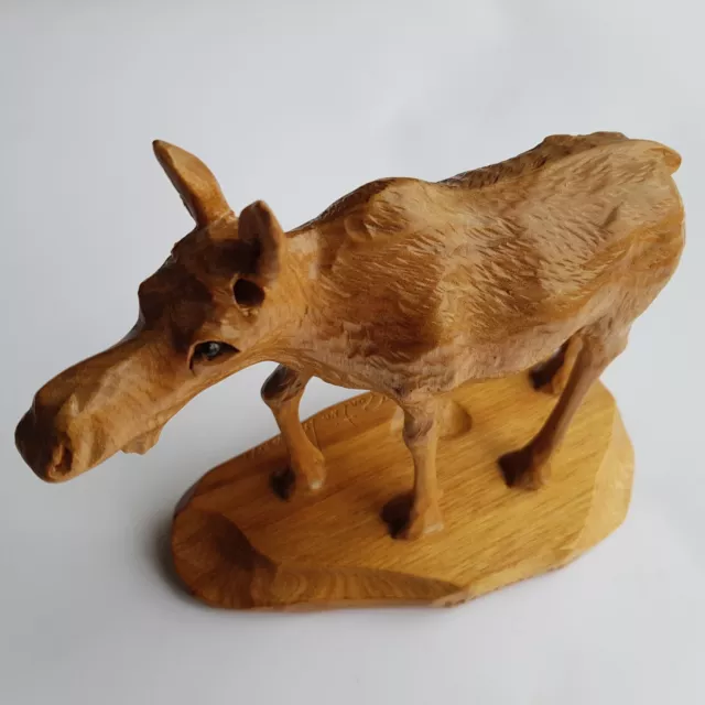 Kanadischer Elch Holz Tierfigur handgeschnitzte Kunst Martin Giasson 2017 Quebec