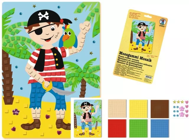 Pirat  Mosaikbild für Kinder Mosaik Set Kleben nach Zahlen Moosgummi Lernset