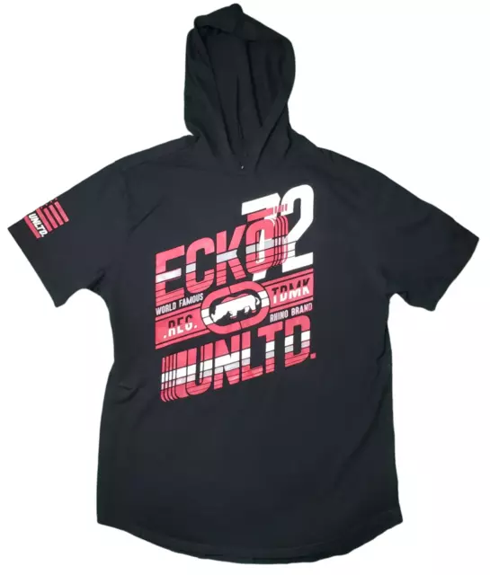 ECKO UNLTD. Men's Short Sleeve Hooded Hoodie Shirt Black Size XL