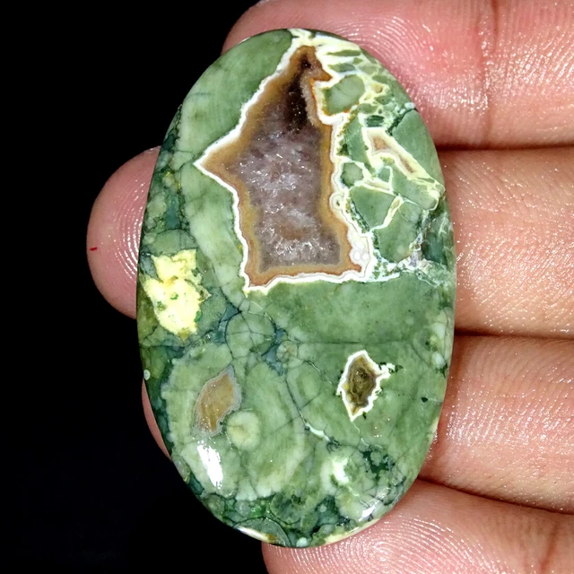 39.30Cts Natürlich Regenwald Jaspis Rhyolite Oval Cabochonschliff Lose Edelsteim