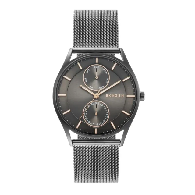 Skagen Holst 40mm Chrono Gray Dial Steel Mesh Band Men's Watch SKW6180