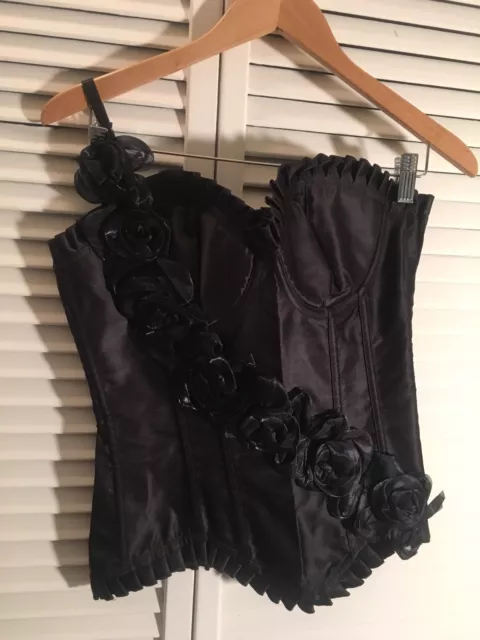 Women's Black Corset Top Bustier Cocktail Uniform New Large Super Sexy!