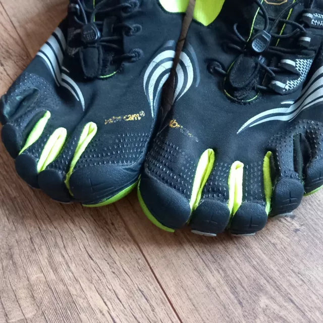 Vibram FiveFingers Kmd LS Corsa a piedi nudi nero neon dita verdi 45 EU 10,5 UK 3