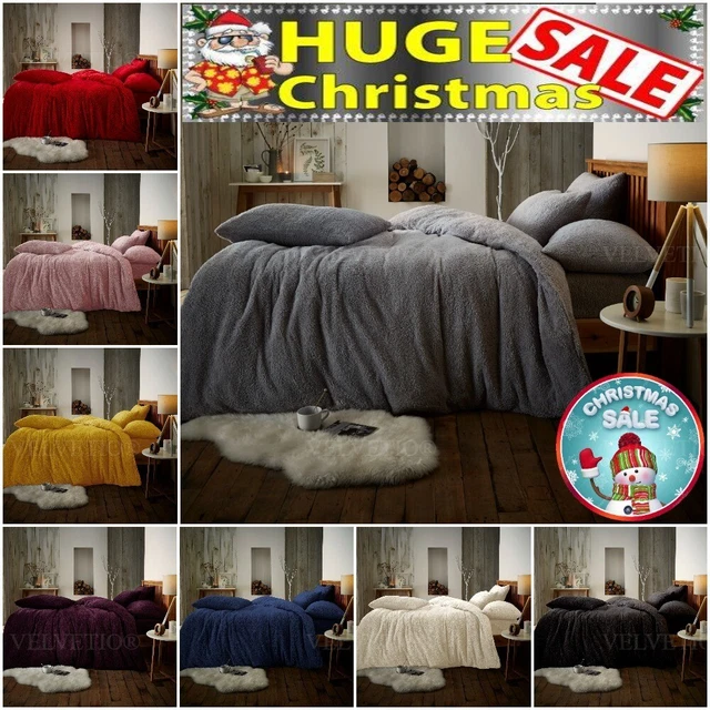 TEDDY BEAR FLEECE Fitted Sheet OR Duvet Cover Set Sherpa Thermal