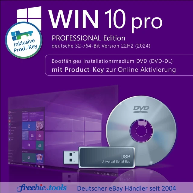 WIN 10 PRO | Windows 22H2 Installations-Medium DVD/USB-Stick + Retail ...
