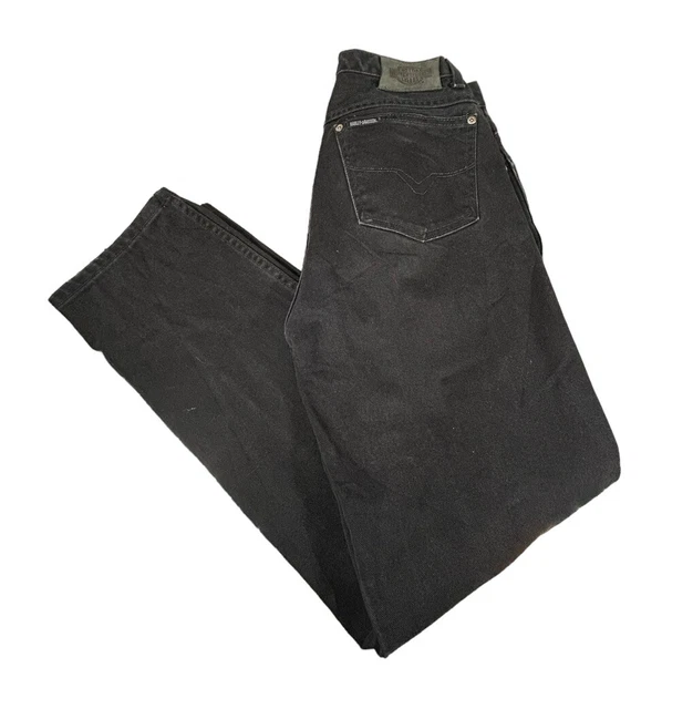 HARLEY DAVIDSON MENS Black Jeans Denim Motorcycle Biker Size 34x32 Made