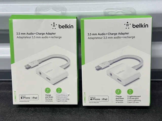 (2) Belkin 3.5 Mm Audio Charge Rockstar Adapter for iPhone