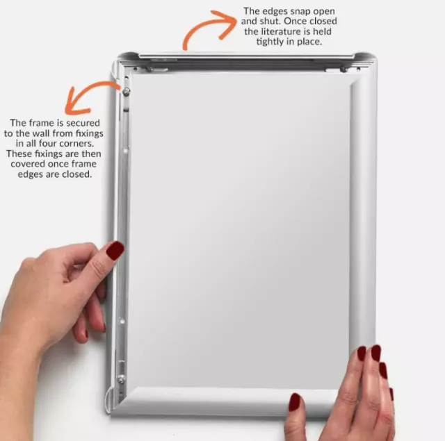 A3/A4 Wall Mounted Poster Snap Frame Silver Notice Board Poster Display Retail