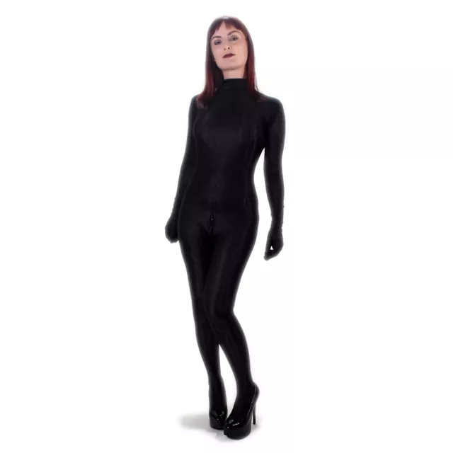 Rubberfashion wetlook catsuit, tuta lucida guanti lunghi SRV