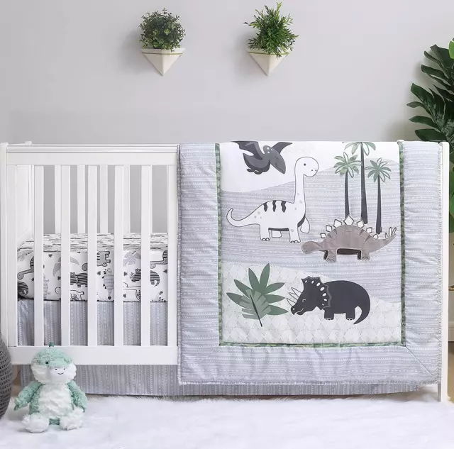 The Peanutshell Dinosaur Crib Bedding Sets for Boys - 3 Piece Nursery Set - Crib