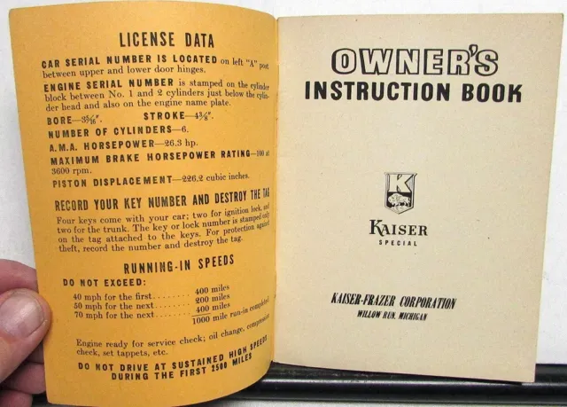 1948 Kaiser Special Owners Instruction Book Manual 2