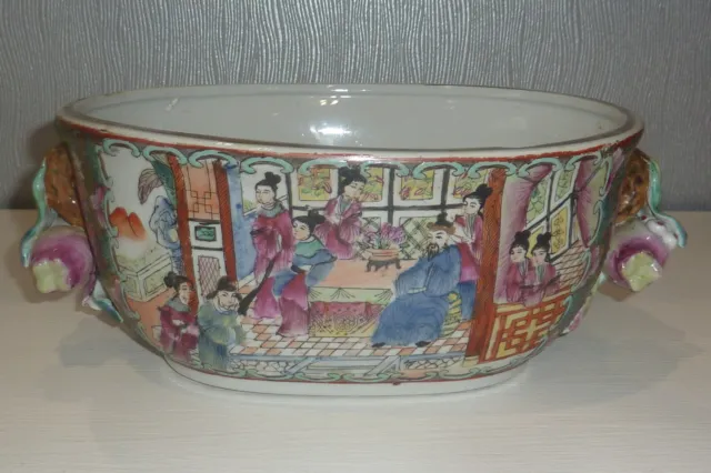 jardinière ancienne porcelaine de canton chine coupe centre de table asiatique