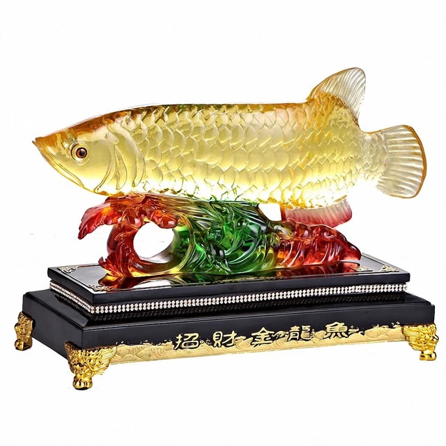 BOYULL Large Size Feng Shui Wealth Arowana (Golden Dragon Fish) Lucky Fish St...