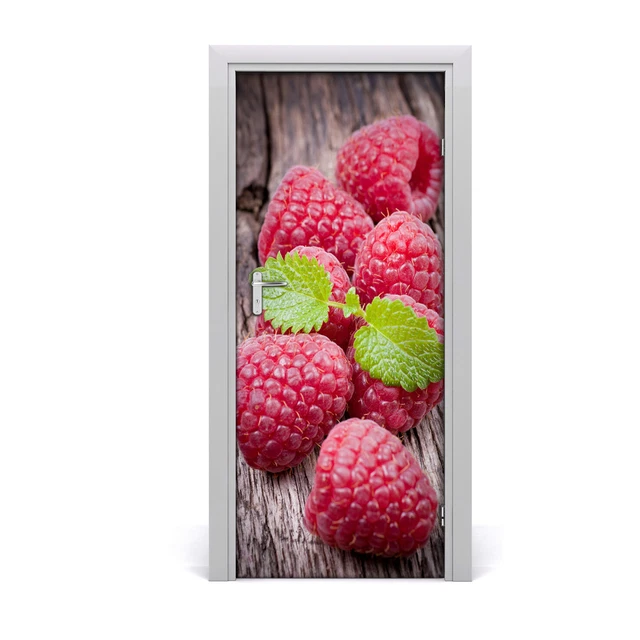 Autocollant De Porte Fraises Tulup - 75x205 Cm - Style Moderne - Neuf