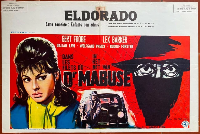 Affiche Belge LE RETOUR DU Dr. MABUSE Harald Reinl LEX BARKER Gert Fröbe 36x54cm