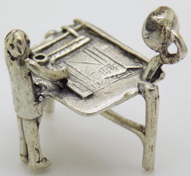 Vintage Italian Handmade Genuine Silver Architect Dollhouse Miniature Figurine
