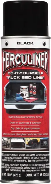 Herculiner Aerosol Spray Truck Bed Liner, 15 Ounce Spray Can, Black, Textured,
