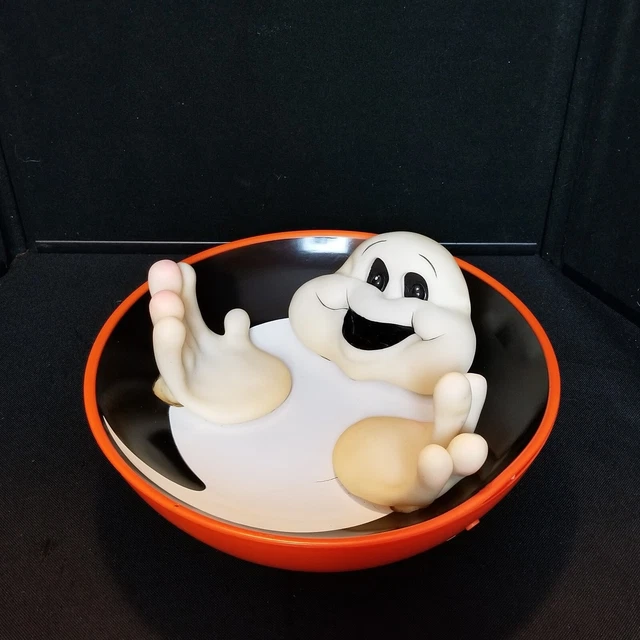 VINTAGE 2002 GEMMY Animated Halloween Ghost Candy Bowl Dish 11" 28.50
