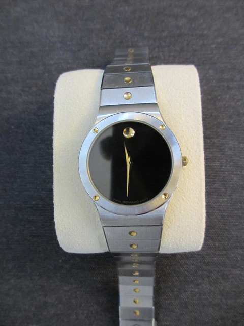 Orologio Uomo Movado Museum Quadrante Nero Acciaio Inox, Nuovo Movimento e Batteria!