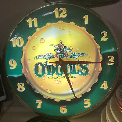 92-93 O'Doul's Non Alcoholic Beer 14" Light Up Clock Sign Anheuser Busch ODouls
