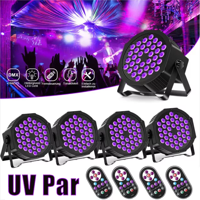 4x 80W 36 LED PAR Strahler UV Schwarzlicht DMX Bühnenlampe Bar Disco Partylicht