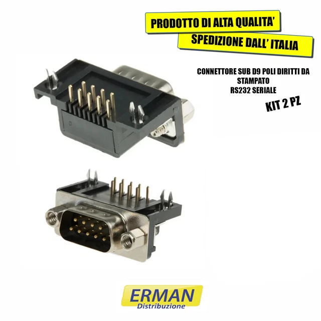 Connettore A Saldare D-Sub Maschio A 9 Pin Doppio Connettore RS232 Seriale DB9 E Cappuccio Grigio - Foto 10