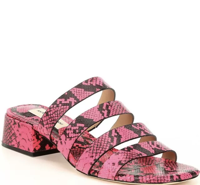 Antonio Melani Womens Cosgrove Neon Pink Snake print Sandals sz 7.5 slip on