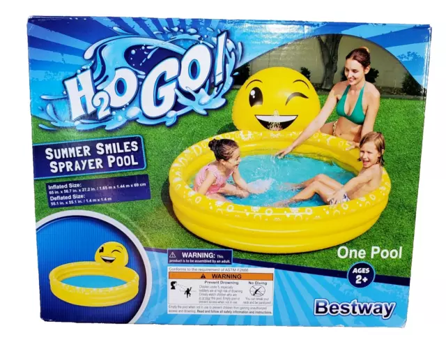 H2O GO! Summer Smiles Sprayer Pool Built-In Sprayer, 65” x 56.7” x 27” Age 2+